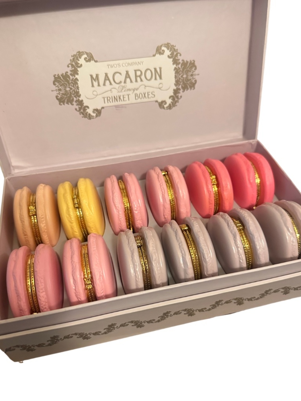 NEW Two's Company Assorted Color Macaron Trinket Boxes - Set of 12 - Picture 3 of 3